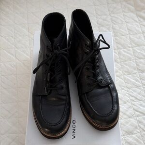 Vince Women's Black Leather Ankle Boots Size 7